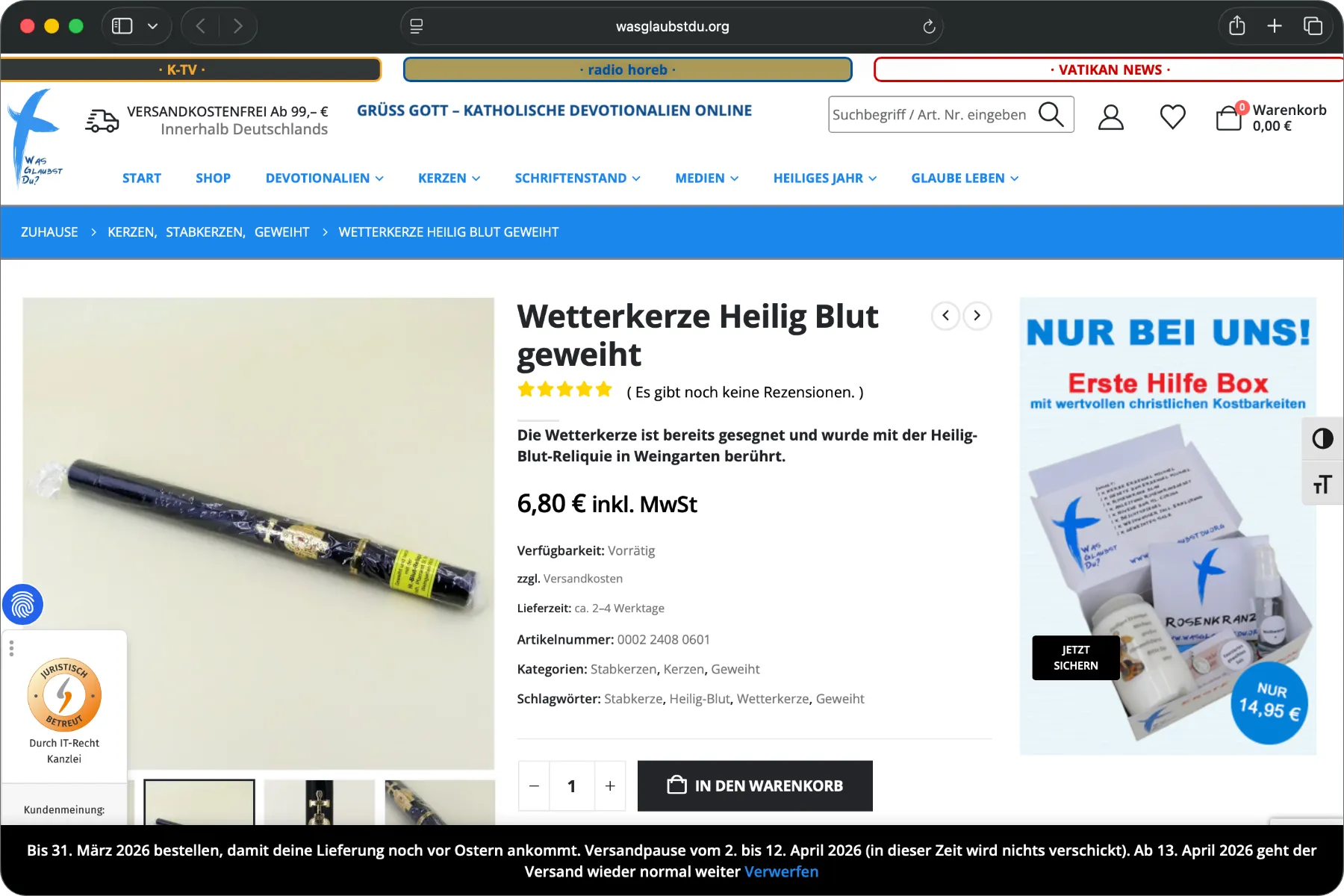 Wettermodifikation / Recherche / Wetterkerze